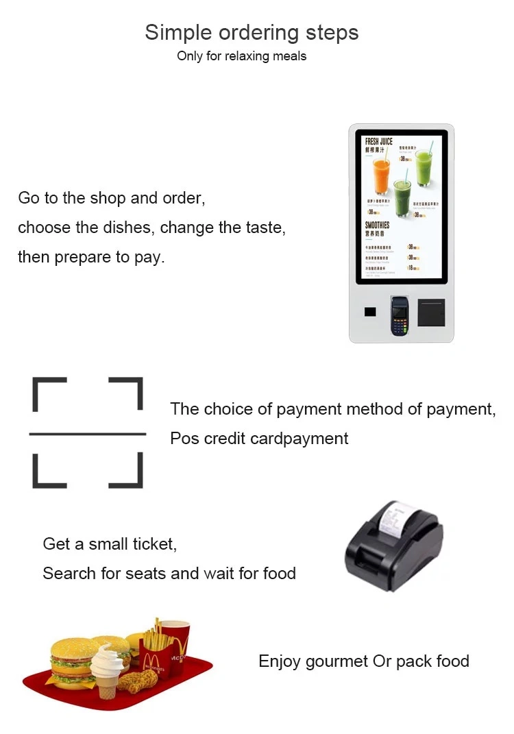 Floor Standing Touchscreen Self-Service Information Terminal Bill Payment LCD Touch Screen Interactive Kiosk for Self Service Ordering Food Meal Vending Machine