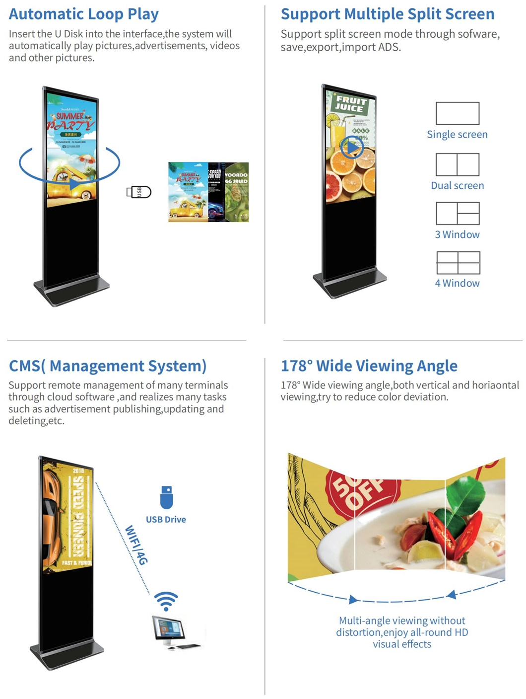 65 in 4K Commercial Interactive Touchscreen 55